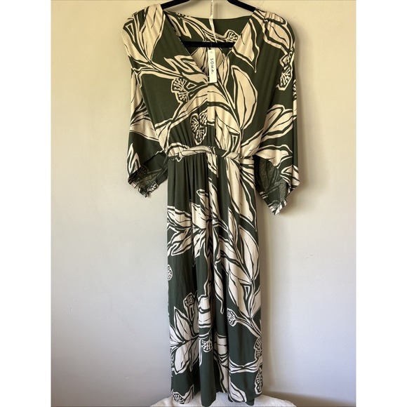 Soma Dresses & Skirts - NEW Soma Soft Jersey Caftan Short Bra Dress Size Large Leaf it be Climbing Ivy